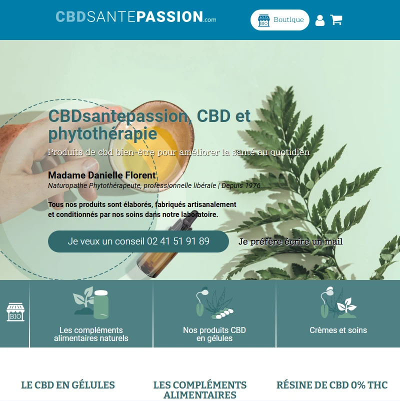 page accueil cbdsantepassion.com